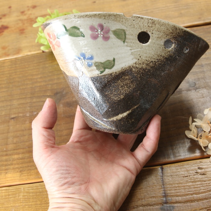【益子焼】 蚊取り線香入れ 蚊取り線香ホルダー おしゃれ 荒しのぎ 炭化焼カラフルさくら桜模様 陶器 普通サイズ 【陶器本体1個・棒1本付き】※蚊取り線香は付きません