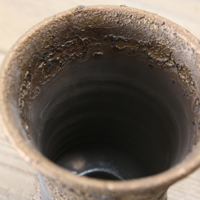 【益子焼】 3.1号鉢 植木鉢 陶器鉢 塊根植物 アガベ サボテン 【NEW銀河鉢クレーター・Black＆Gold・gold多め】 高さ約10.3～11cm 作家 陶芸家 横山雄一作