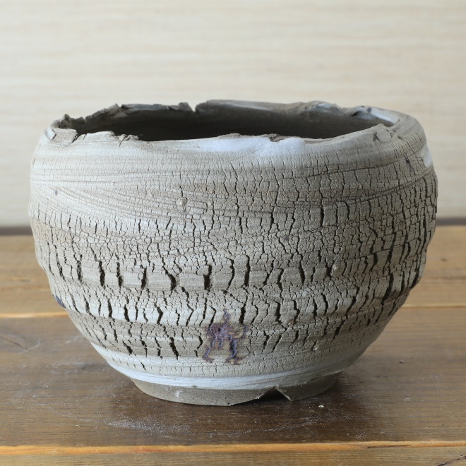 5号鉢 高さ約10cm 植木鉢 陶器鉢 塊根植物 アガベ サボテン コーデックス 【炸裂紋鉢 大地の鼓動】 作家 陶芸家 横山雄一作