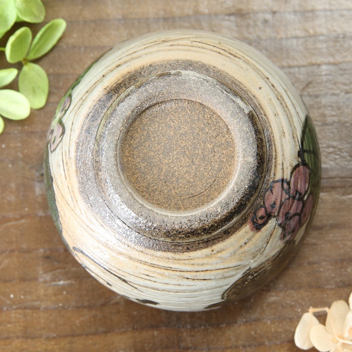 【益子焼】炭化焼シリーズ　白化粧ぶどう　小さめ煎茶カップ　【単品１個】