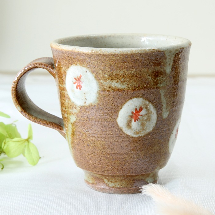 【益子焼 作家】 木村世傑作 小花模様 お手頃サイズ マグカップ （単品１個）