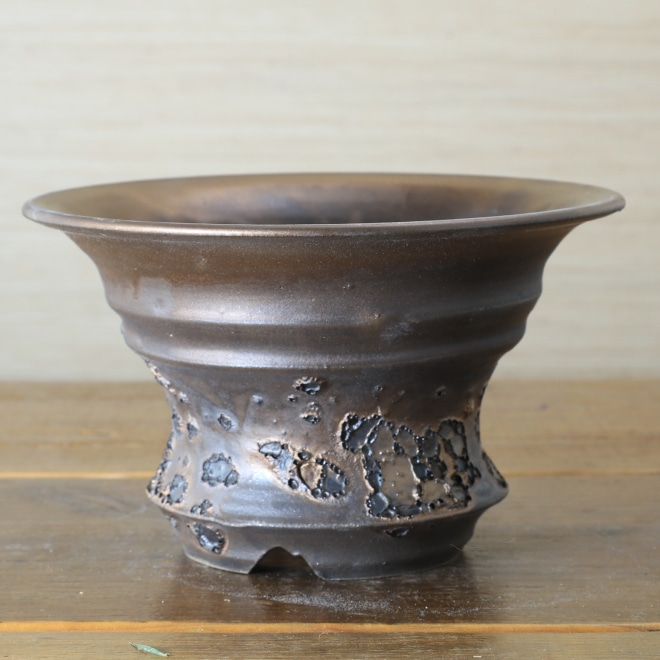 5号鉢 高さ約9cm 植木鉢 陶器鉢 塊根植物 サボテン 盆栽 ユーフォルビアなどに コーデックス 【銀河鉢シリーズ】 作家 陶芸家 横山雄一作