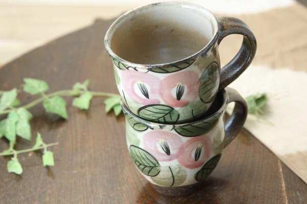 【益子焼】マグカップ　【優しい風合いのつばきシリーズ・単品１個】