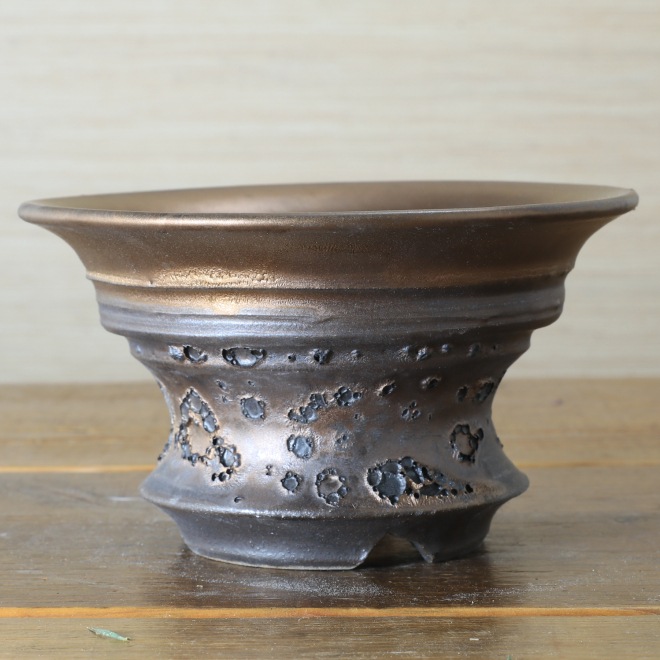 4.6号鉢 高さ約8.5cm 植木鉢 陶器鉢 塊根植物 サボテン 盆栽 ユーフォルビアなどに コーデックス 【銀河鉢シリーズ】 作家 陶芸家 横山雄一作