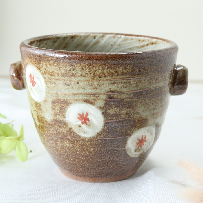 【益子焼 作家】 木村世傑作！焼酎グッズ氷入れ「陶器のアイスペール」【サイズ小】（小花模様・単品１個）