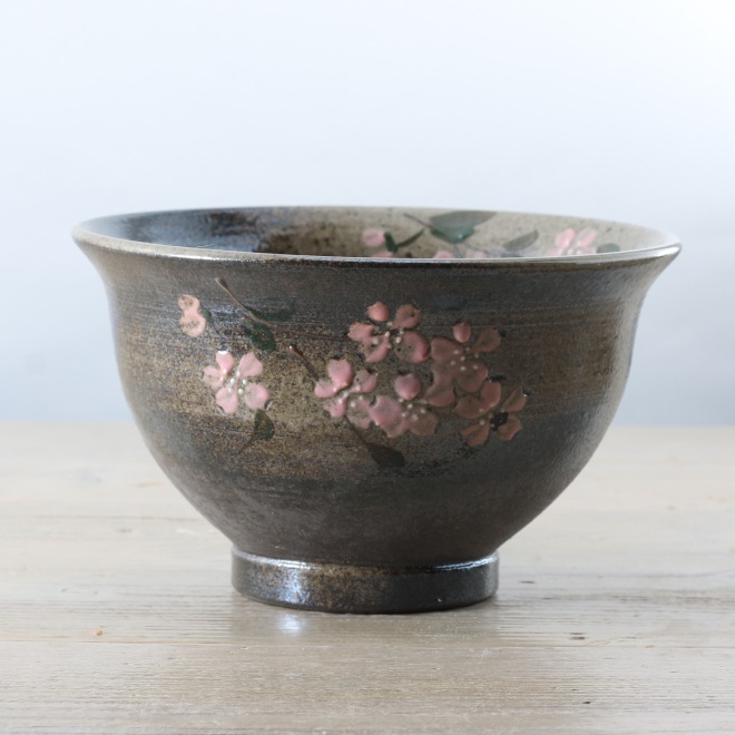 【益子焼】 お手頃なサイズ うどん 丼 丼物 どんぶり さくら桜 口径約14.8~16cm(サイズ中) 【単品1個】