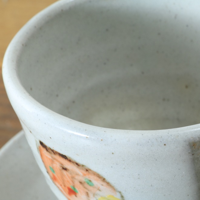 【益子焼 作家】 木村世傑作 コーヒーカップ&ソーサー 木の葉模様 (単品1客)