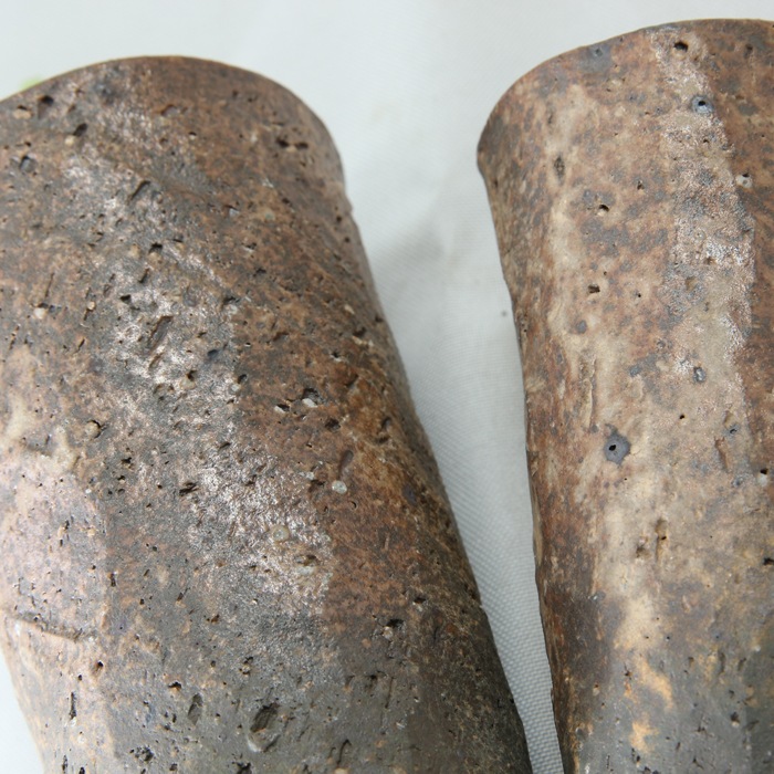 【益子焼 作家】 月兎窯 宮島將實作 表面を削り叩いた模様のデザイン ビールカップ フリーカップ タンブラー