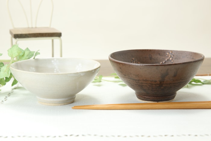 益子焼 いっちんドット柄の夫婦ご飯茶碗 |お茶碗/夫婦茶碗/ご飯茶碗/めおと茶碗|