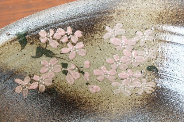 【益子焼】手洗いで癒やされる 陶器 おしゃれ 益子焼 手洗い洗面ボウル 手洗い鉢 手洗いボウル 手洗い器【さくら・丸いデザイン・排水部分の洗面金具付き・単品１個】※1点もの※ギフト包装不可