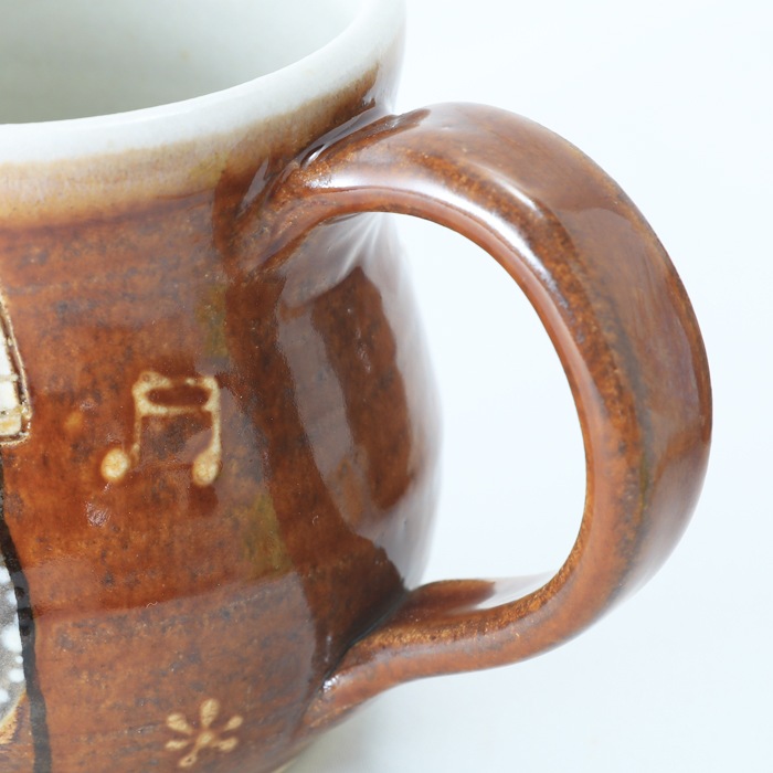 【益子焼】 マグカップ  ギターのマグカップ 音符 いっちん ひとつひとつ手作り 【単品1個】