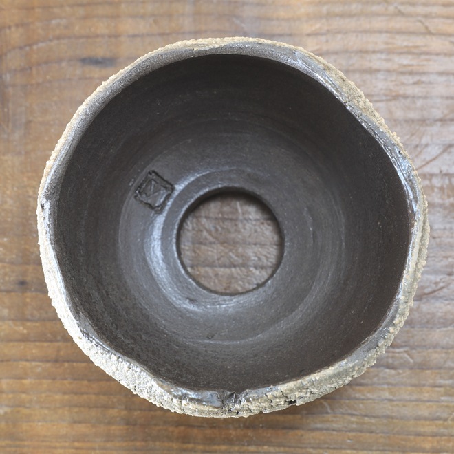 【益子焼】 3.8号鉢 高さ約7.5~8cm 植木鉢 陶器鉢 塊根植物 アガベ サボテン コーデックス 【炸裂紋鉢 大地の鼓動】 作家 陶芸家 横山雄一作 一点物