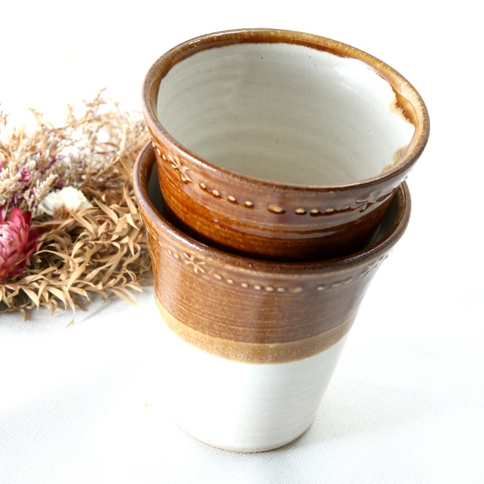 【益子焼】キャラメルいっちんミニフリーカップ【単品１個】