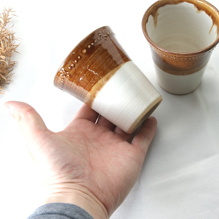 【益子焼】キャラメルいっちんミニフリーカップ【単品１個】