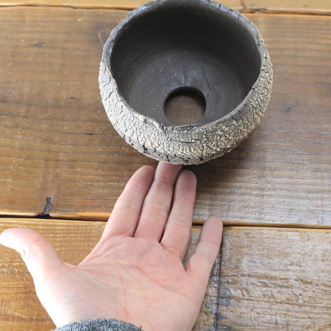 【益子焼】 3.8号鉢 高さ約7.5～8cm 植木鉢 陶器鉢 塊根植物 アガベ サボテン コーデックス 【炸裂紋鉢 大地の鼓動】 作家 陶芸家 横山雄一作 一点物