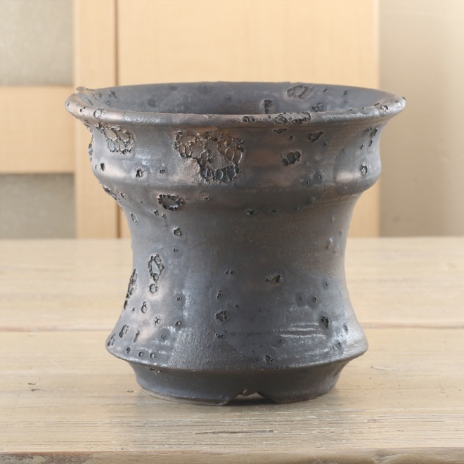 【益子焼】 3.5号鉢 高さ約9cm 植木鉢 陶器鉢 塊根植物 アガベ サボテン コーデックス 【銀河鉢シリーズ】 作家 陶芸家 横山雄一作