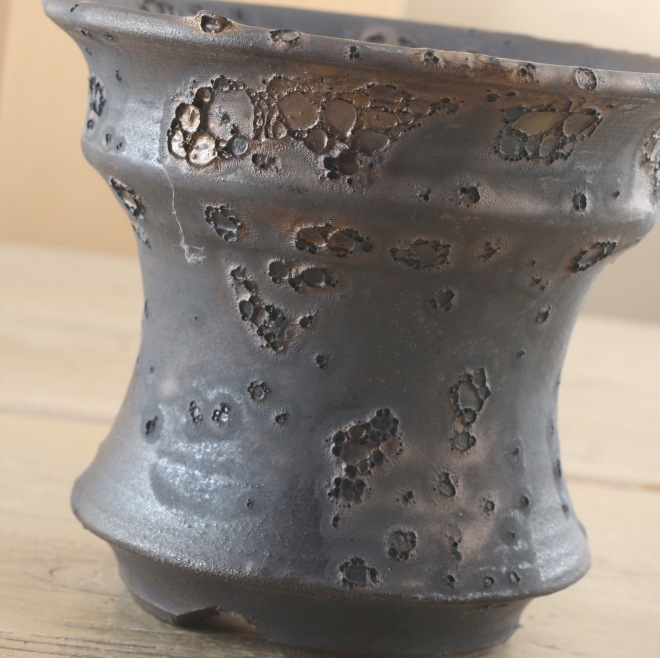 【益子焼】 3.5号鉢 高さ約9cm 植木鉢 陶器鉢 塊根植物 アガベ サボテン コーデックス 【銀河鉢シリーズ】 作家 陶芸家 横山雄一作