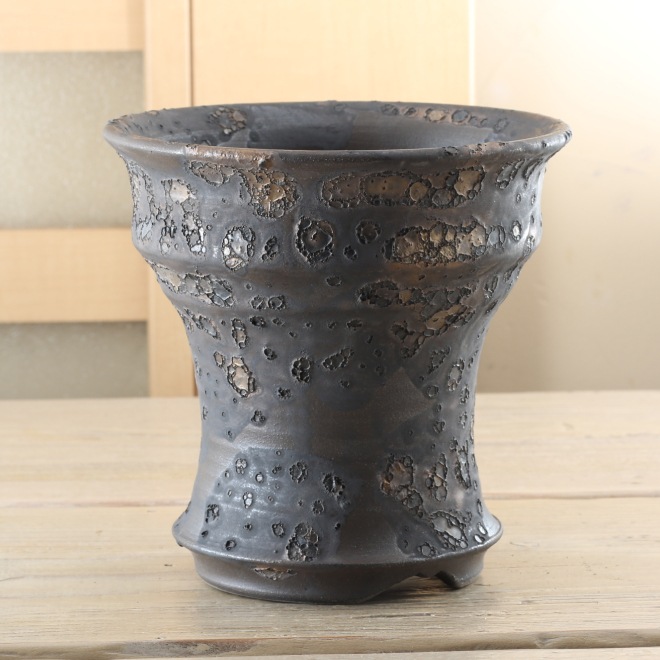 【益子焼】 4.8号鉢 高さ約13.5cm 植木鉢 陶器鉢 塊根植物 アガベ サボテン コーデックス 【銀河鉢シリーズ】 作家 陶芸家 横山雄一作