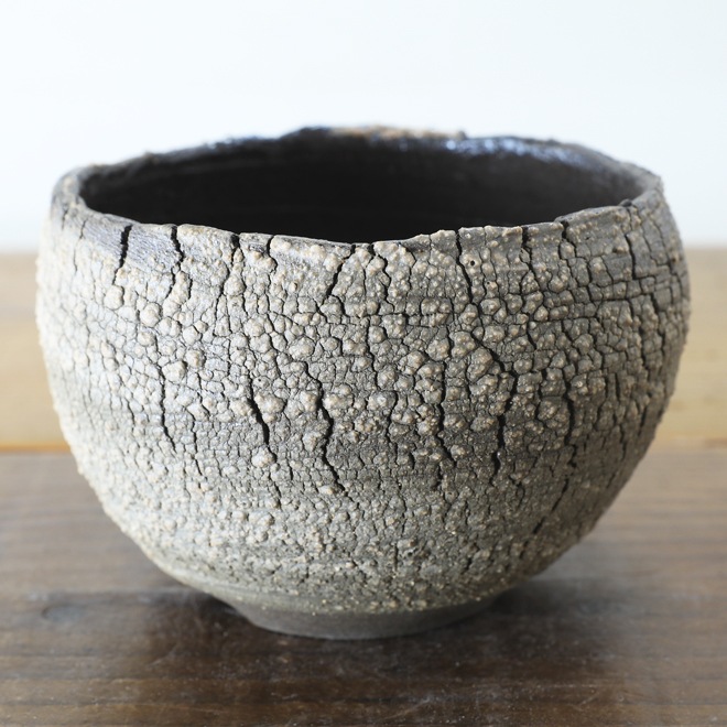 【益子焼】 3.6号鉢 高さ約8～8.5cm 植木鉢 陶器鉢 塊根植物 アガベ サボテン コーデックス 【炸裂紋鉢 大地の鼓動】 作家 陶芸家 横山雄一作 一点物