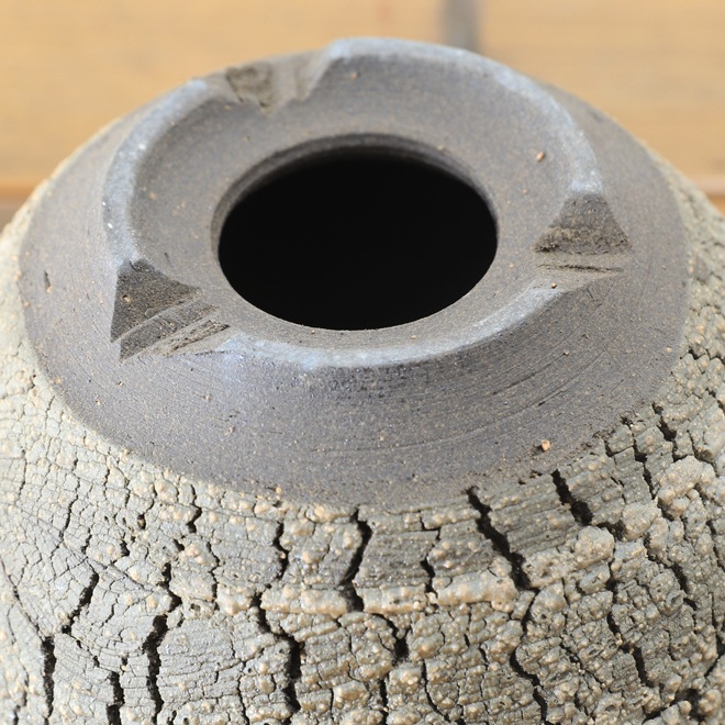 【益子焼】 3.6号鉢 高さ約8～8.5cm 植木鉢 陶器鉢 塊根植物 アガベ サボテン コーデックス 【炸裂紋鉢 大地の鼓動】 作家 陶芸家 横山雄一作 一点物