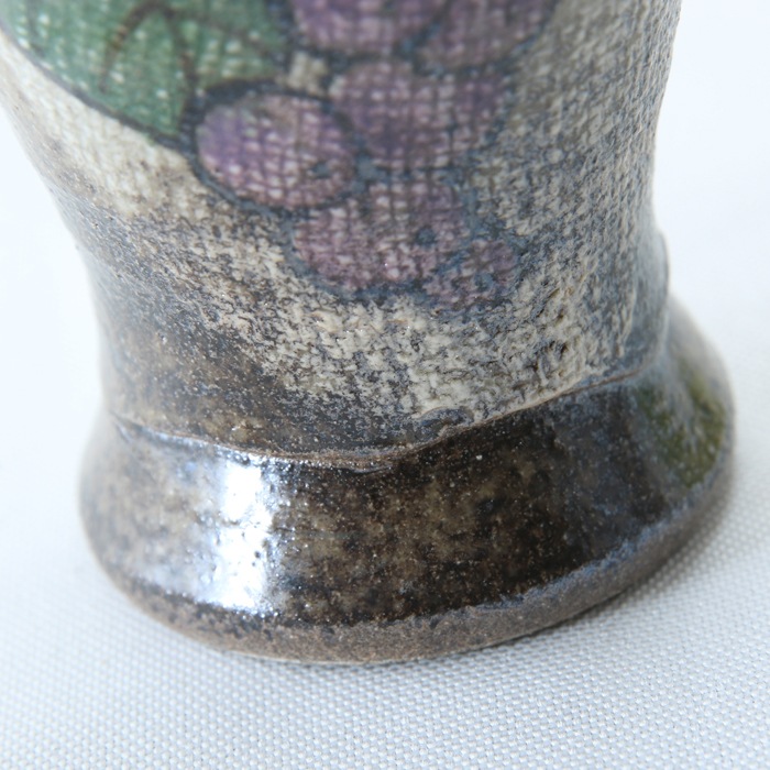 【益子焼】布目ぶどうの足付きミニワインカップ【単品1個】