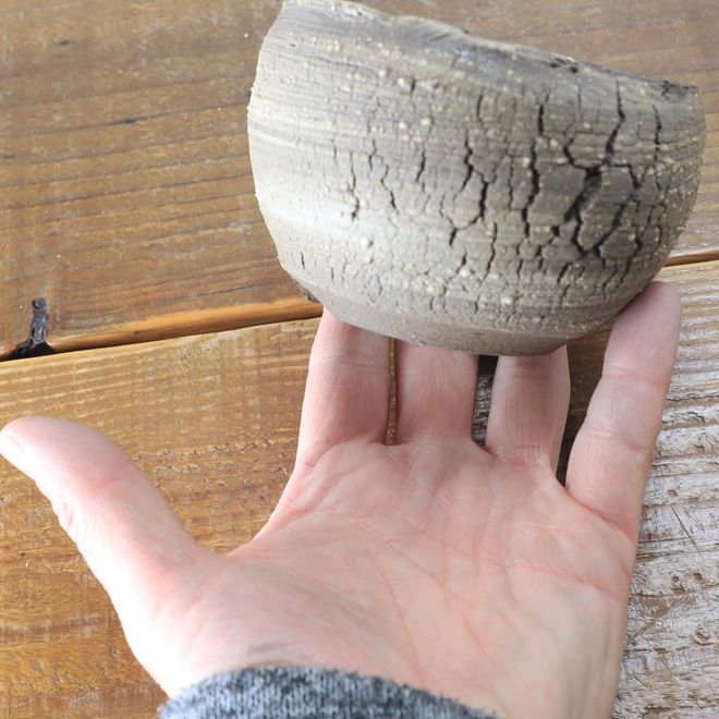 【益子焼】 3.1号鉢 高さ約6.5cm 植木鉢 陶器鉢 塊根植物 アガベ サボテン コーデックス 【炸裂紋鉢 大地の鼓動】 作家 陶芸家 横山雄一作 一点物