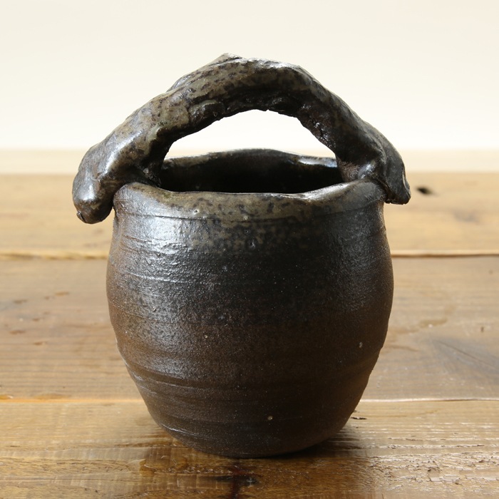 益子焼｜【益子焼】 花瓶 花器 フラワーベース 炭化焼無地 豪快な