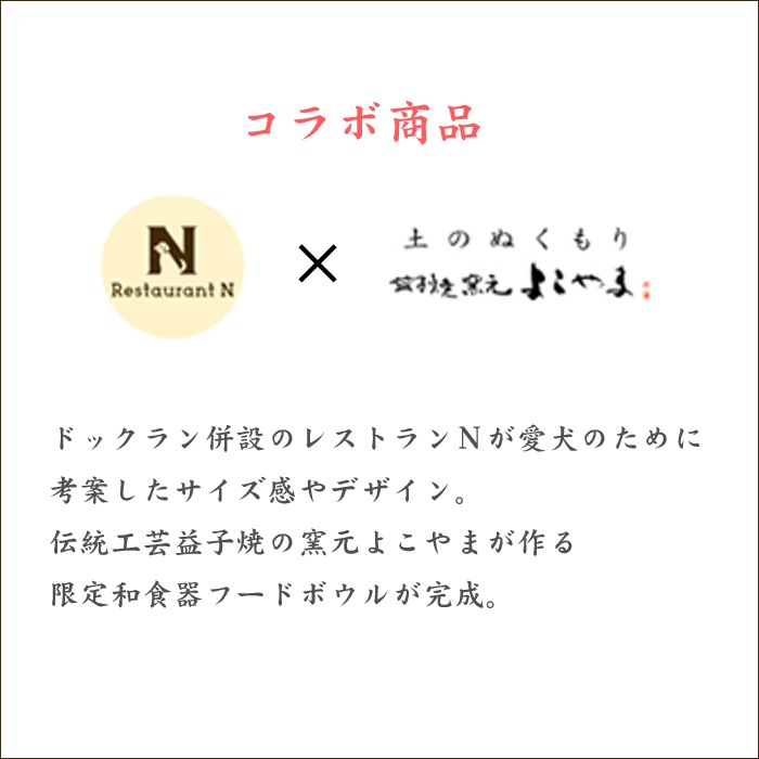 【益子焼名入れ特注オーダー品・ご注文後約90日で完成】フードボウル ペット おしゃれ 食器 陶器 釉薬シリーズ 【レストランNコラボ企画品・中型犬用サイズ】（単品販売）
