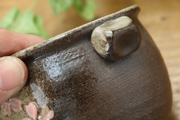 【益子焼】ふっくら手付きのシュガーポット【さくら・単品1個】