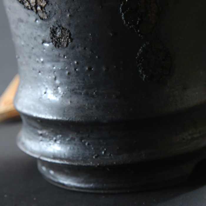 【益子焼】 3.8号鉢 植木鉢 陶器鉢 塊根植物 アガベ サボテン 【黒金銀河鉢・Black&Gold Garaxy】 高さ約11.5cm 一点物 作家 陶芸家 横山雄一作