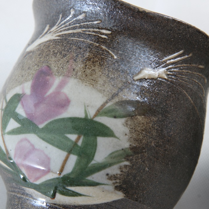 【益子焼】 夫婦湯呑み 湯飲み 益子焼 ススキとリンドウ模様