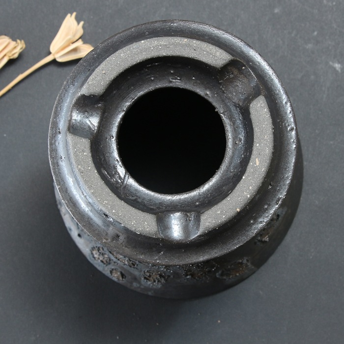 【益子焼】 3.8号鉢 植木鉢 陶器鉢 塊根植物 アガベ サボテン 【黒金銀河鉢・Black＆Gold Garaxy】 高さ約11.7cm 一点物 作家 陶芸家 横山雄一作