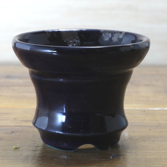 【益子焼】 3.1号鉢 植木鉢 陶器鉢 塊根植物 パキポディウム グラキリス 【銀河鉢DANDYシリーズ・深い瑠璃釉・流れ模様】 作家 陶芸家 横山雄一作
