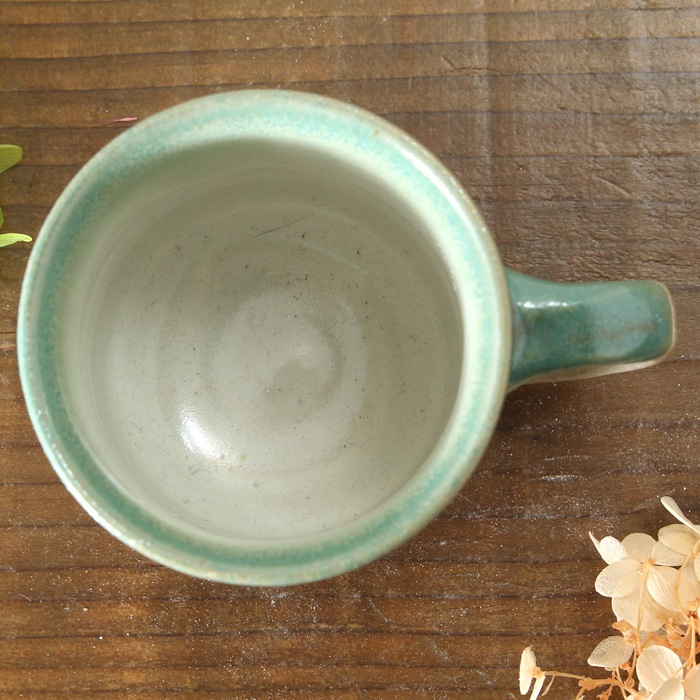 【益子焼】釉シリーズ　レトログリーンの象嵌マグカップNEW【単品1個】