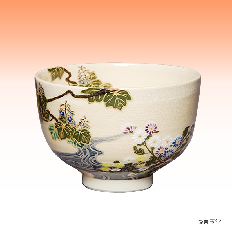 茶碗　琳派写　桐菊流水図