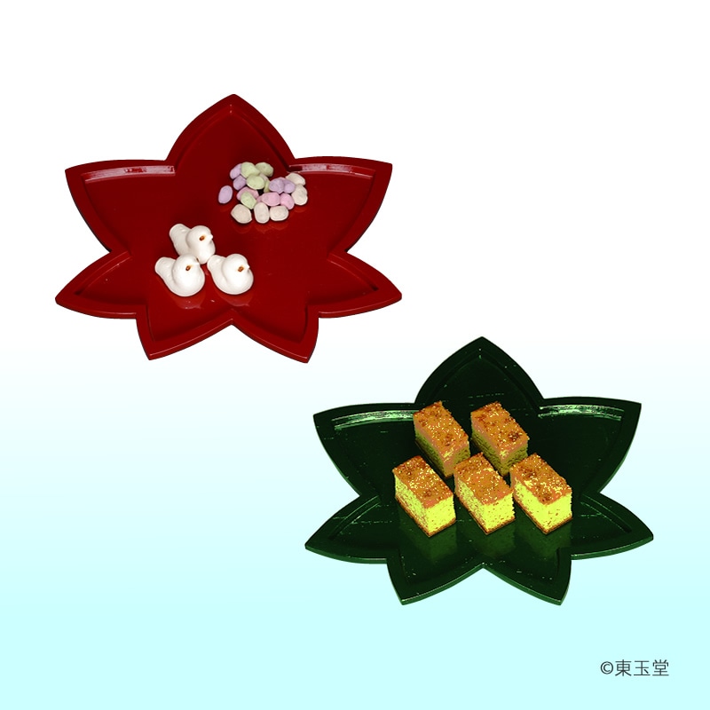 春秋一双干菓子器　掻合塗