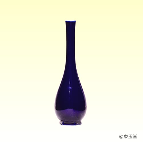 鶴首花入　鶴亀一輪　瑠璃釉