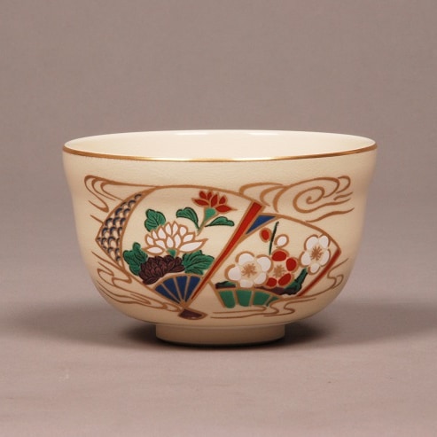 茶碗　仁清　扇面流水