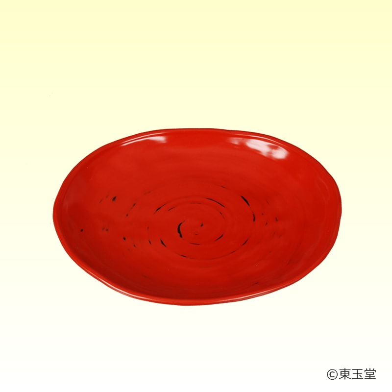 干菓子器　白山皿　根来塗　(樹脂製）