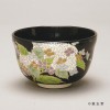 茶碗　黒仁清　紫陽花　宮地英香作|抹茶茶碗