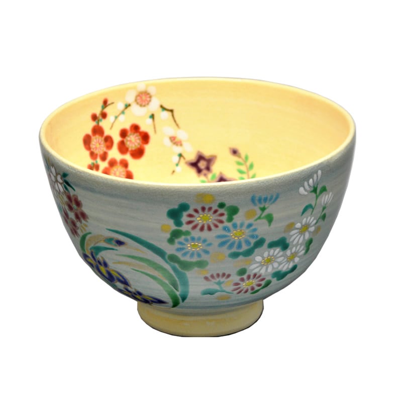 加藤永起作　茶碗　色絵　六瓢四君子 加藤永起作 茶碗 色絵 六瓢四君子