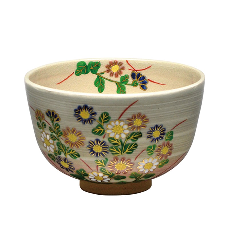 茶碗　刷毛目　小菊　中山喜白作　