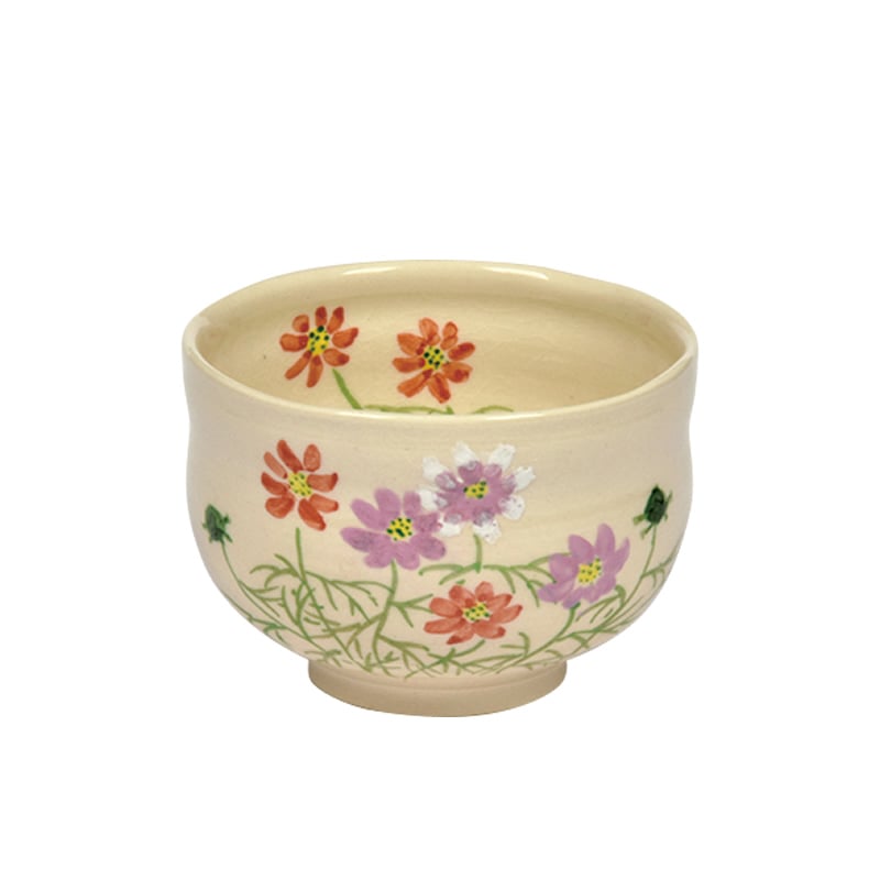 小茶碗　秋桜　浅見与し三作