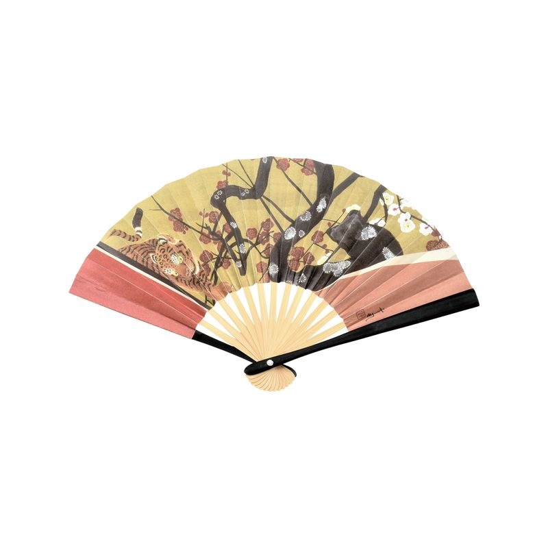 真作/守中/扇面/梅にお福図/大幅/布袋屋掛軸HG-439 真作/守中/扇面/梅にお福図/大幅/布袋屋掛軸HG-439