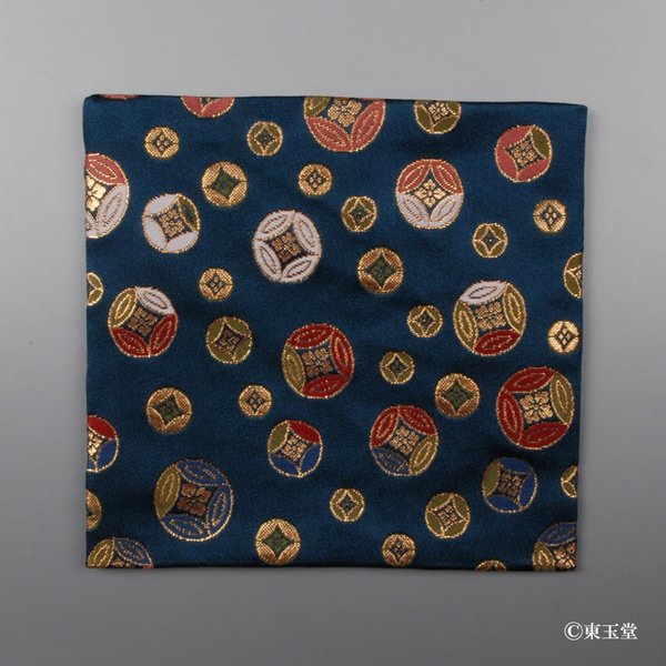 古帛紗　交織　七宝紋　紺 (メール便対応商品）