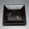 干菓子器　四方盆　桐　溜塗  惺斎好写 松喰鶴蒔絵（木製）size:22.5cm角×高さ3.2cm (化粧箱）|干菓子器|菓子器、銘々皿、黒文字