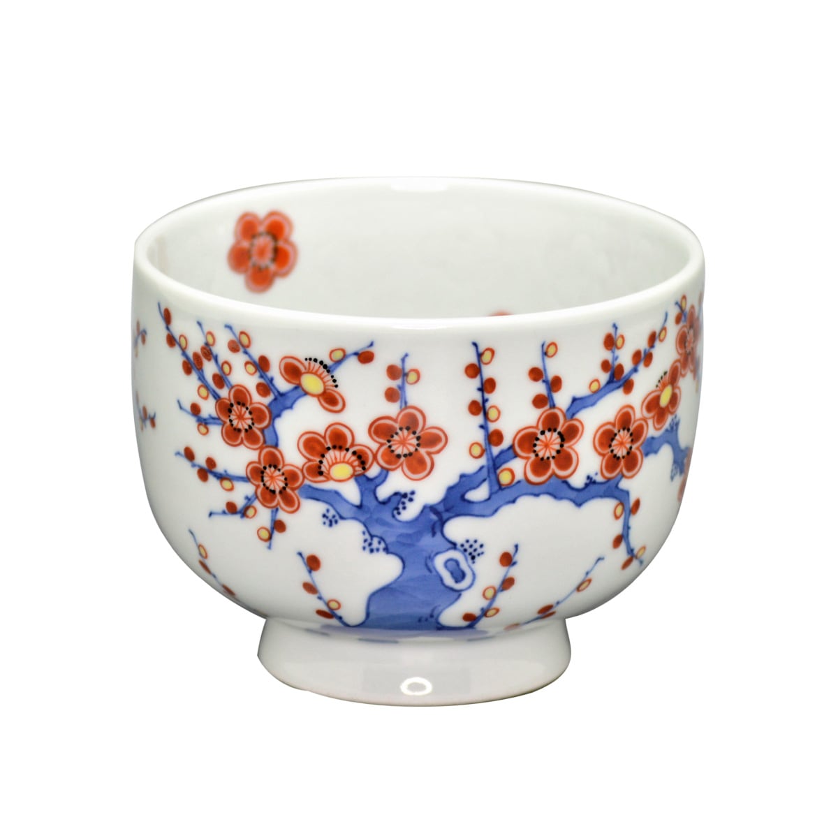 茶碗　色絵　紅白梅　景徳鎮 王 懐英作（桐箱）