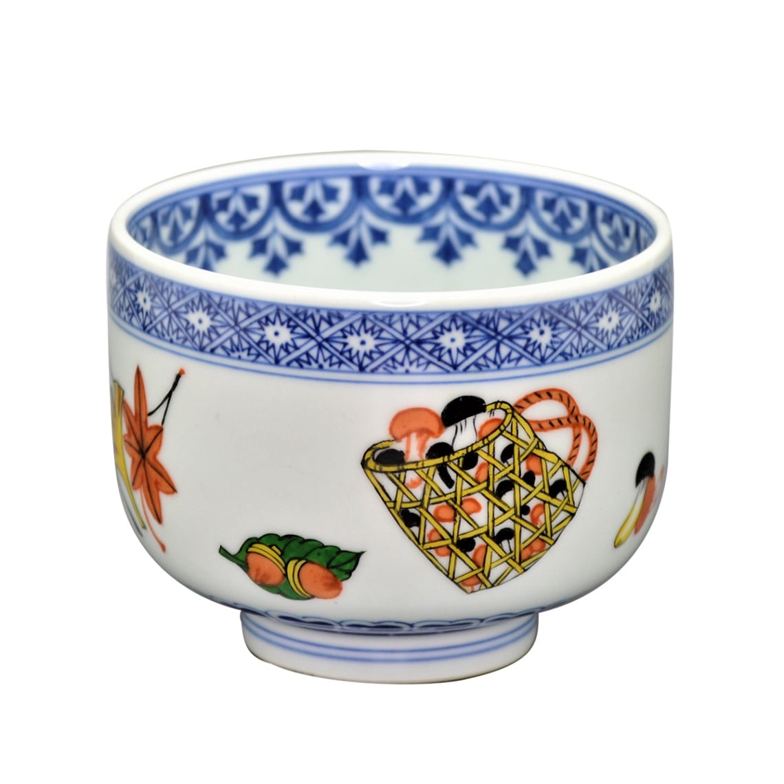 茶碗　色絵　実りの秋　景徳鎮 王 懐英作（桐箱）