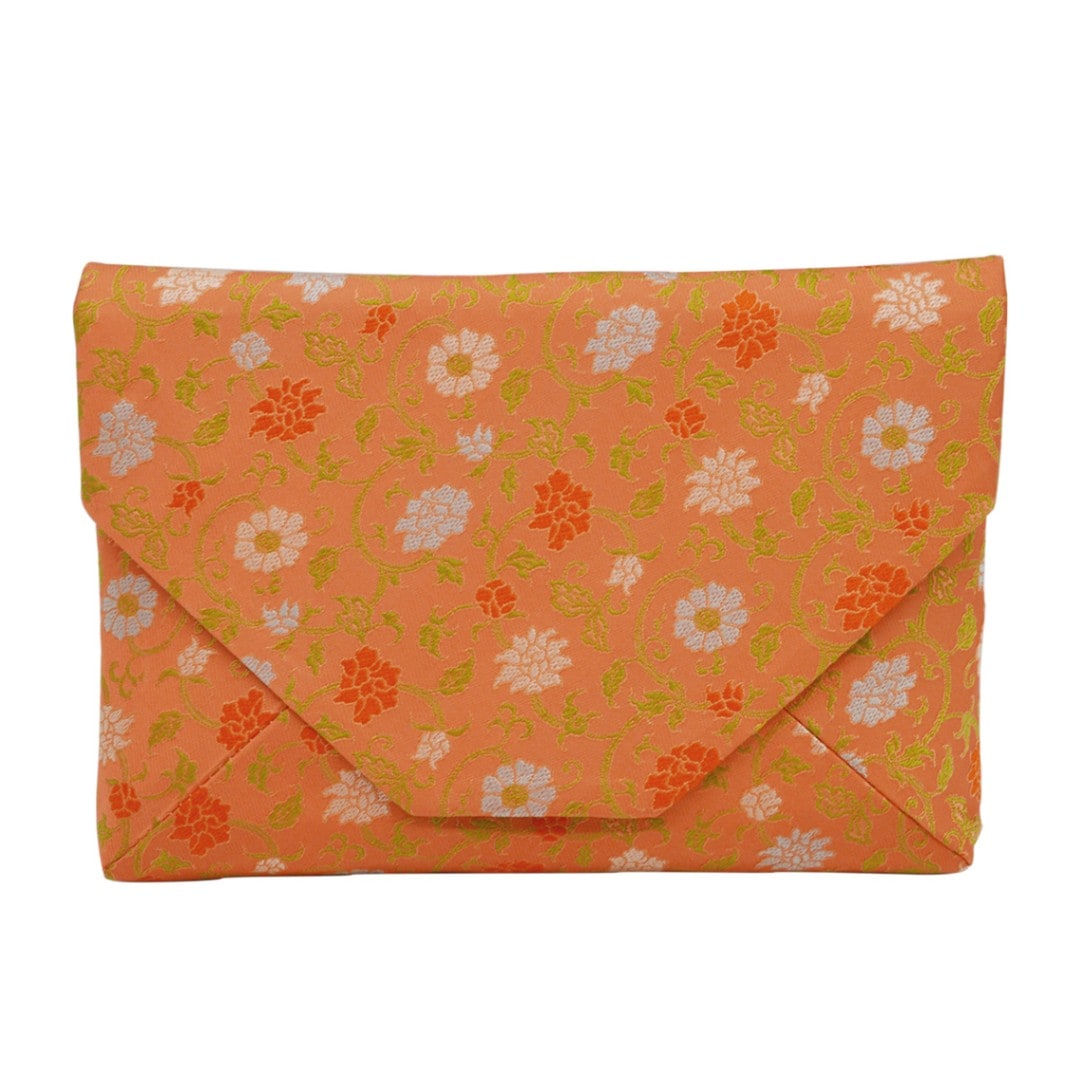 数寄屋袋　交織　二重蔓牡丹