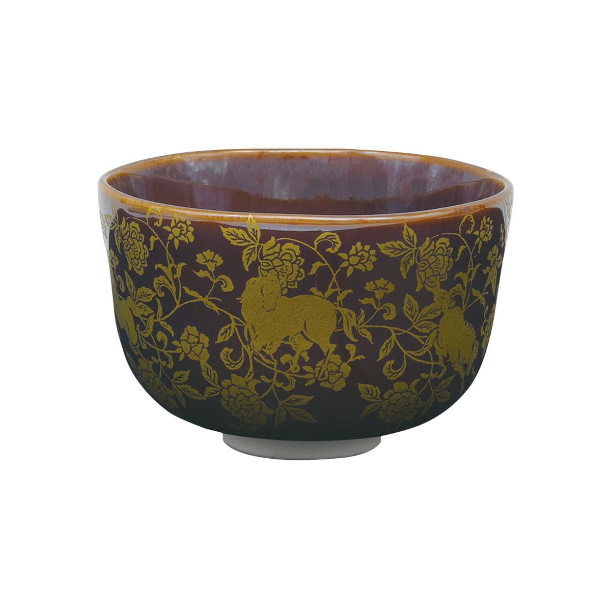 令和8年 午年 干支茶碗】飴釉 正倉院花唐草 午 花月窯（化粧箱） | 令